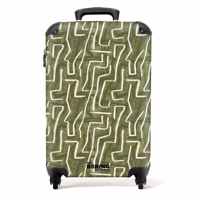 Koffer - Groen - Abstract - Penseelstreken - Patroon - Groen - Abstract - Penseelstreken - Patroon NBS - Handbagage koffer - Volwassenen Unisex middel