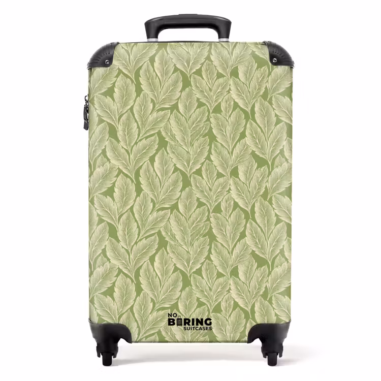 Koffer - Groen - Botanisch - Bladeren - Vintage - Patroon - Groen - Botanisch - Bladeren - Vintage - Patroon NBS - Handbagage koffer - Volwassenen Unisex middel