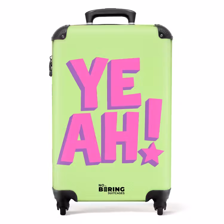 Groen - Neon - Quote NBS - Handbagage koffer - Volwassenen Unisex middel -productfoto_recht