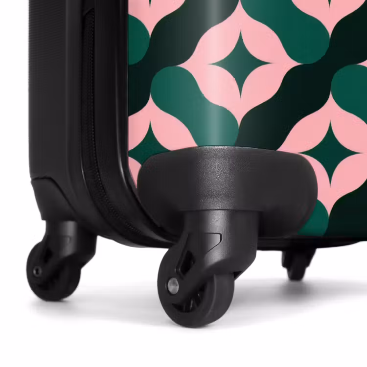 Groen - Roze - Retro - Sterren NBS - Handbagage koffer - Volwassenen Unisex middel -wiel