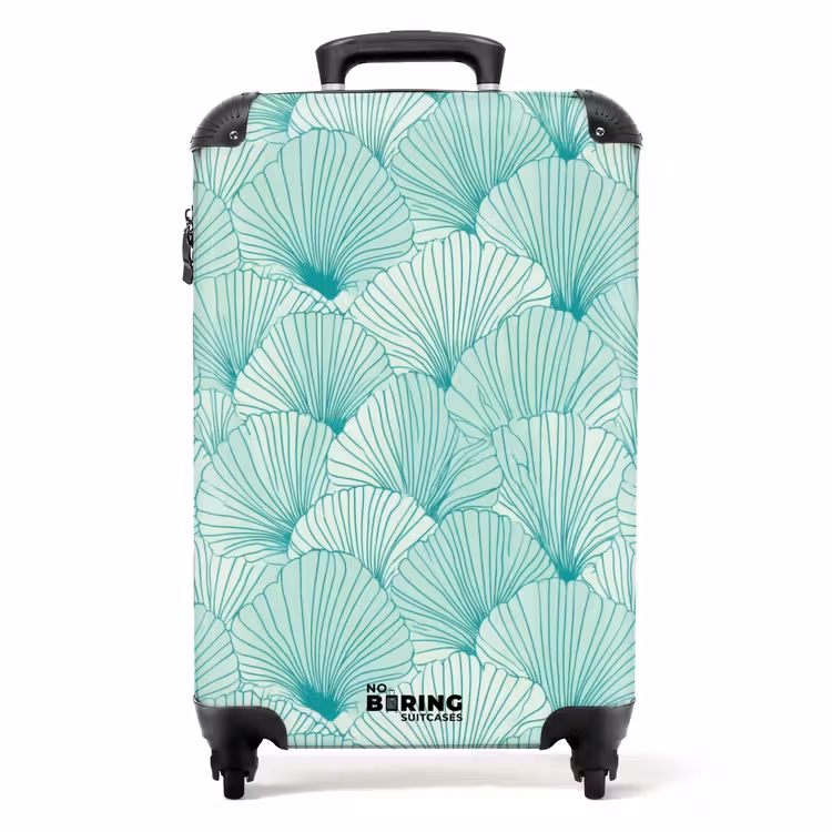 Koffer - Groen - Wit - Ginko - Getekend - Textuur - Groen - Wit - Ginko - Getekend - Textuur NBS - Handbagage koffer - Volwassenen Unisex middel