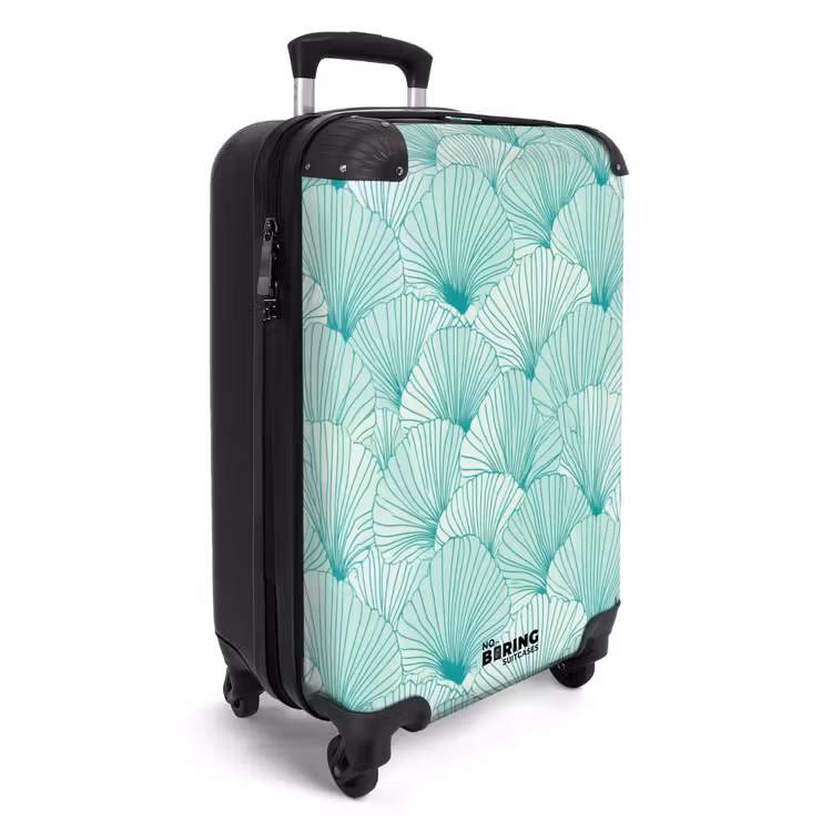 Koffer - Groen - Wit - Ginko - Getekend - Textuur - Groen - Wit - Ginko - Getekend - Textuur NBS - Handbagage koffer - Volwassenen Unisex middel