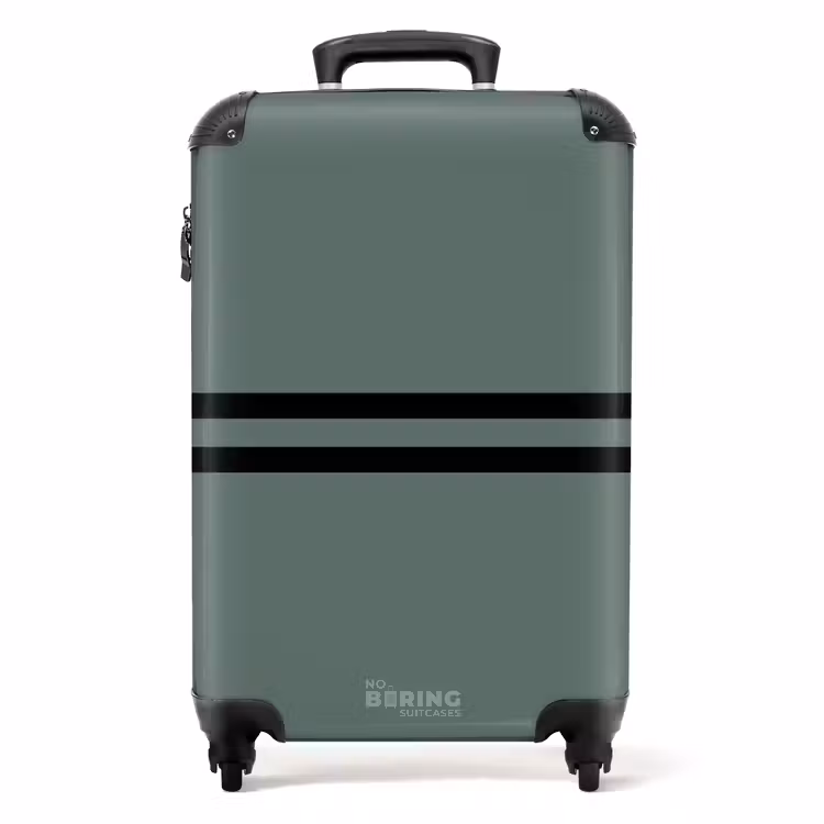 Groene achtergrond met dubbele zwarte horizontale strepen NBS - Handbagage koffer - Volwassenen Unisex middel -productfoto_recht