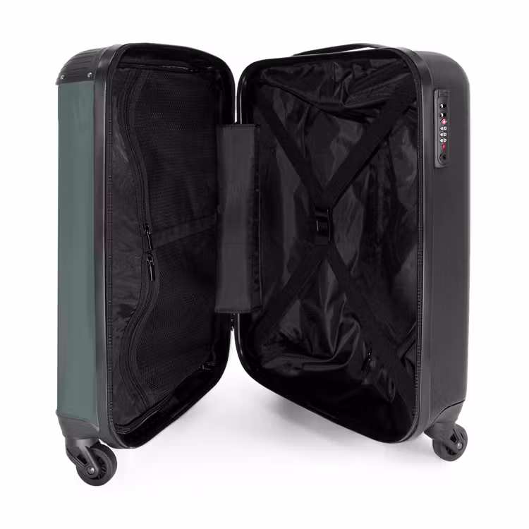 Groene achtergrond met tekst The world is yours to explore NBS - Handbagage koffer - Volwassenen Unisex middel -binnenkant