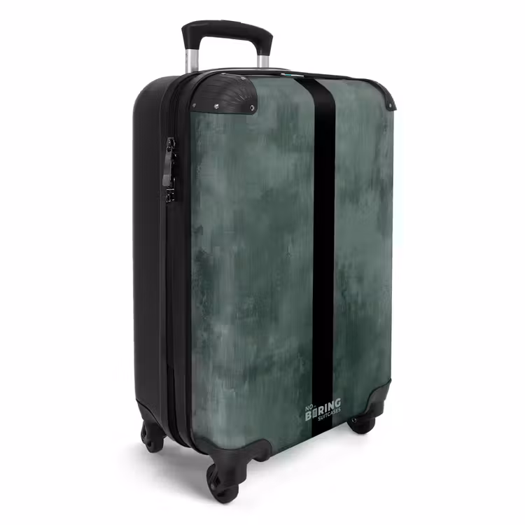 Groene betonlook met zwarte streep NBS - Handbagage koffer - Volwassenen Unisex middel -productfoto_3d