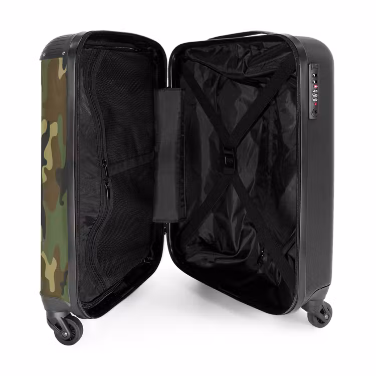 Groene camouflage met zandkleur NBS - Handbagage koffer - Unisex middel -binnenkant