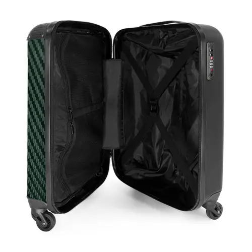 Groene carbonstructuur met zwarte middenstreep NBS - Handbagage koffer - Volwassenen Unisex middel -binnenkant