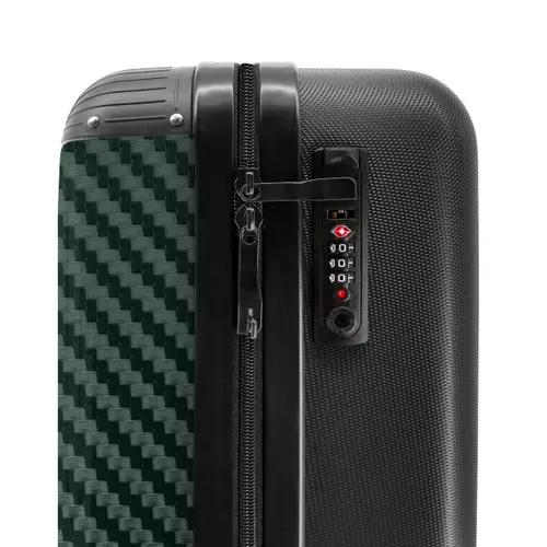 Groene carbonstructuur met zwarte middenstreep NBS - Handbagage koffer - Volwassenen Unisex middel -slot