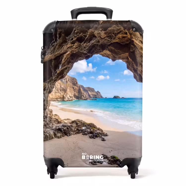 Koffer - Grot - Strand - Zee - Blauw - Grot - Strand - Zee - Blauw NBS - Handbagage koffer - Volwassenen Unisex middel