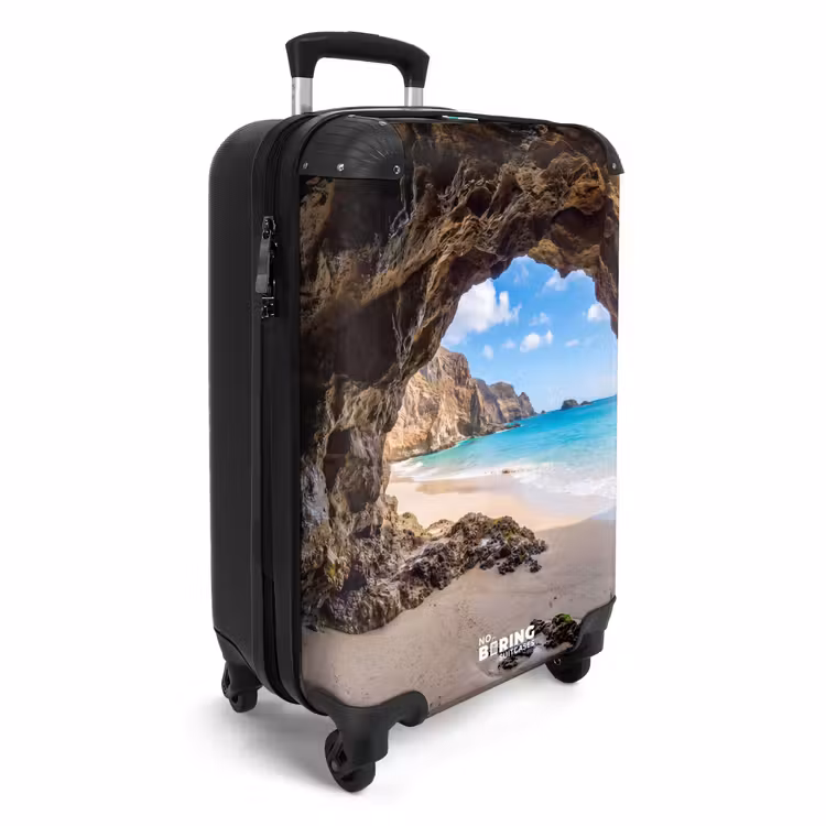 Koffer - Grot - Strand - Zee - Blauw - Grot - Strand - Zee - Blauw NBS - Handbagage koffer - Volwassenen Unisex middel