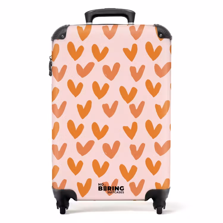 Hartjes - Getekend - Oranje NBS - Handbagage koffer - Volwassenen Unisex middel -productfoto_recht