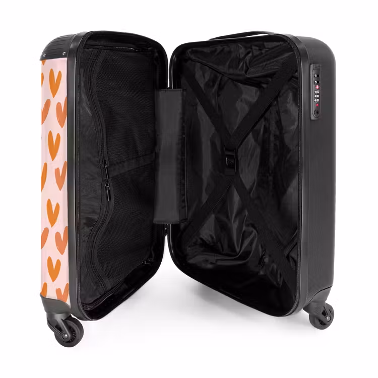 Hartjes - Getekend - Oranje NBS - Handbagage koffer - Volwassenen Unisex middel -binnenkant