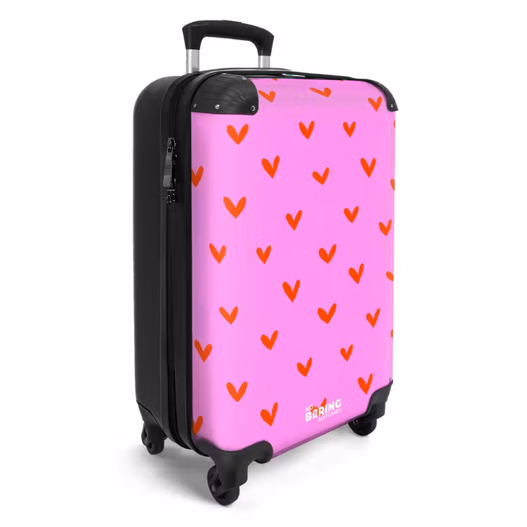 Herhalend hartjespatroon op roze achtergrond NBS - Handbagage koffer - Kinderen Unisex middel -productfoto_3d