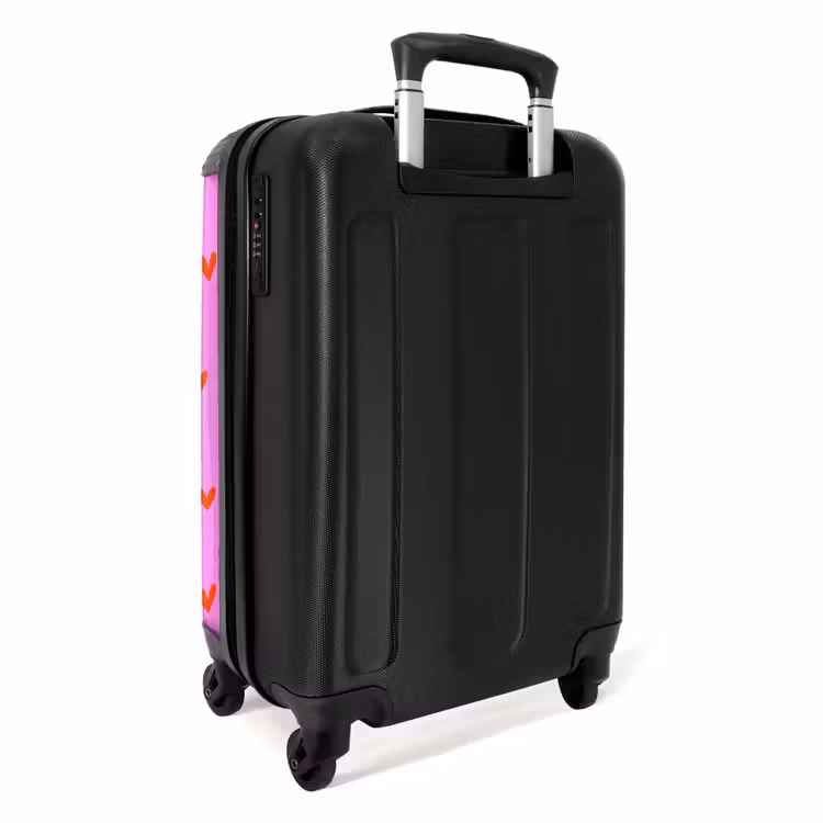 Herhalend hartjespatroon op roze achtergrond NBS - Handbagage koffer - Kinderen Unisex middel -achterkant