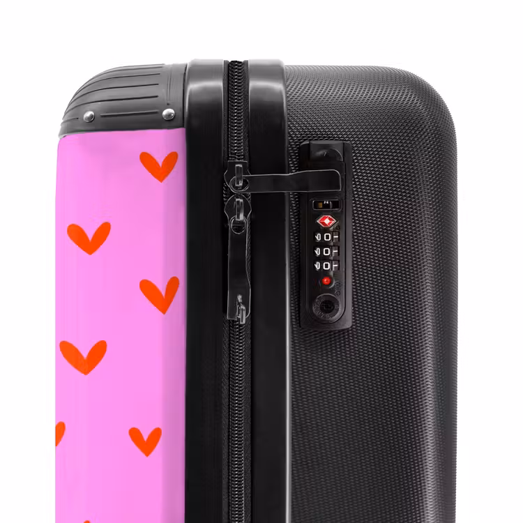 Herhalend hartjespatroon op roze achtergrond NBS - Handbagage koffer - Kinderen Unisex middel -slot