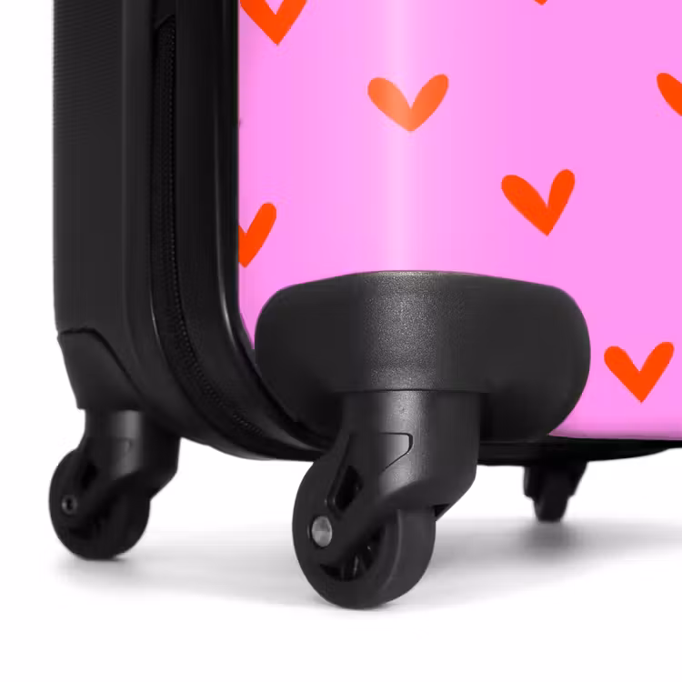 Herhalend hartjespatroon op roze achtergrond NBS - Handbagage koffer - Kinderen Unisex middel -wiel