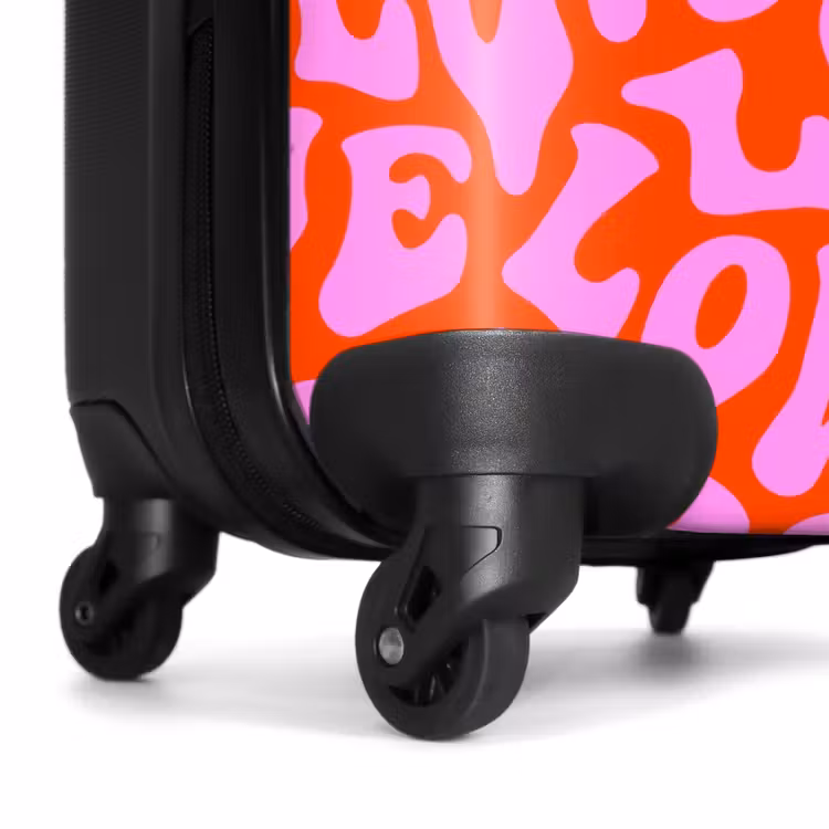 Herhalend ‘LOVE’-patroon in roze op rood NBS - Handbagage koffer - Kinderen Unisex middel -wiel