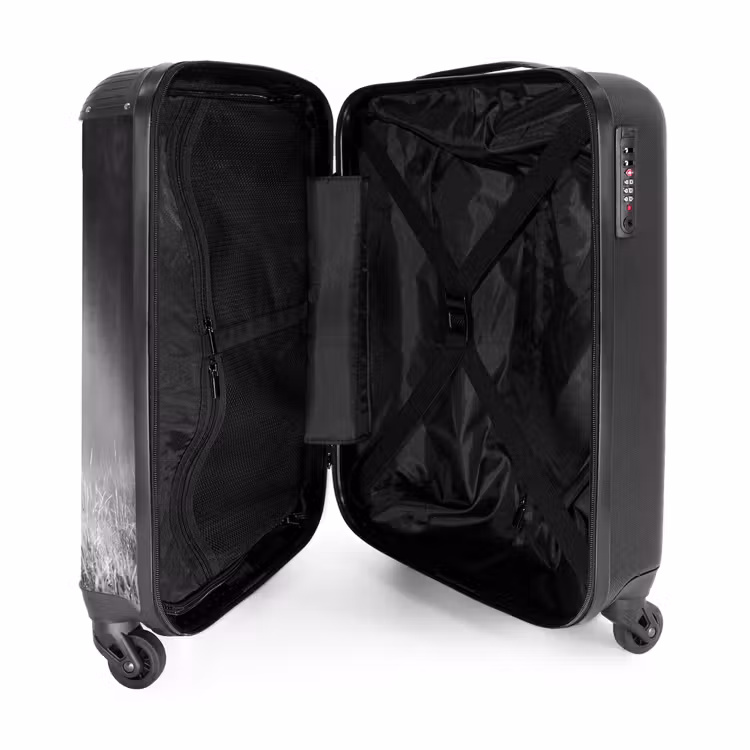 Koffer - Hert - Bos - Zonnestralen - Zwart-wit - Natuur - Hert - Bos - Zonnestralen - Zwart-wit - Natuur NBS - Handbagage koffer - Volwassenen Unisex middel