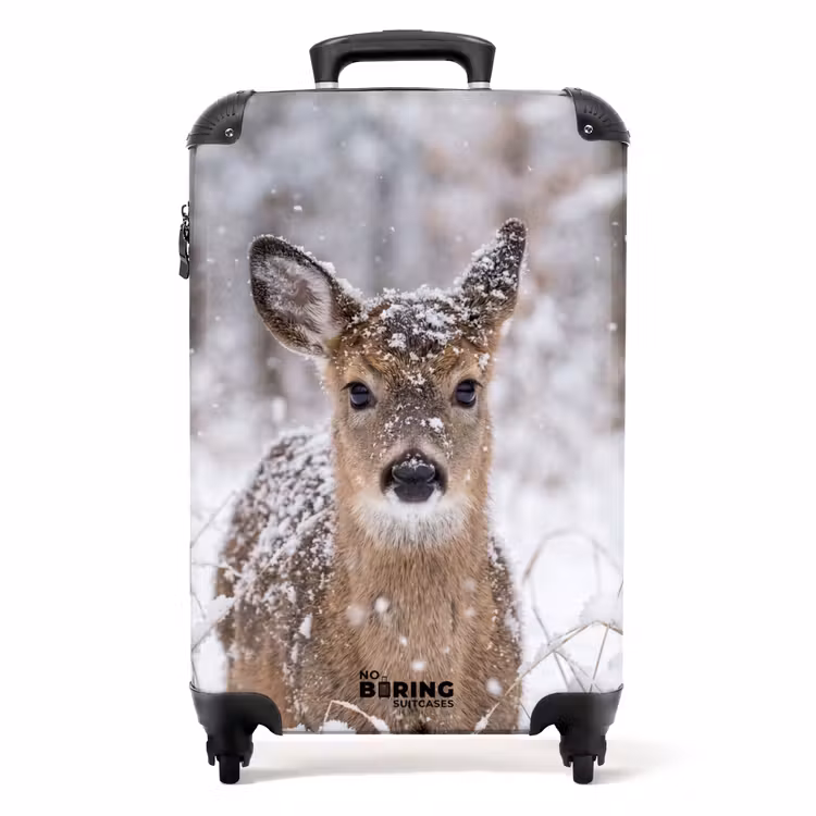 Koffer - Hert - Sneeuw - Bos - Dieren - Vertederend - Hert - Sneeuw - Bos - Dieren - Vertederend NBS - Handbagage koffer - Volwassenen Unisex middel