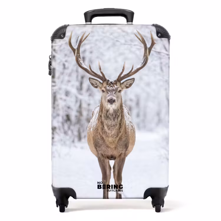 Koffer - Hert - Winter - Bos - Natuur - Wit - Hert - Winter - Bos - Natuur - Wit NBS - Handbagage koffer - Volwassenen Unisex middel