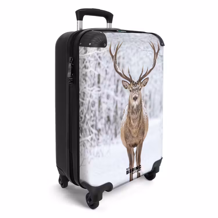 Koffer - Hert - Winter - Bos - Natuur - Wit - Hert - Winter - Bos - Natuur - Wit NBS - Handbagage koffer - Volwassenen Unisex middel