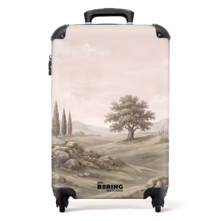 Koffer - Heuvellandschap - Bomen - Natuur - Groen - Heuvellandschap - Bomen - Natuur - Groen NBS - Handbagage koffer - Volwassenen Unisex middel