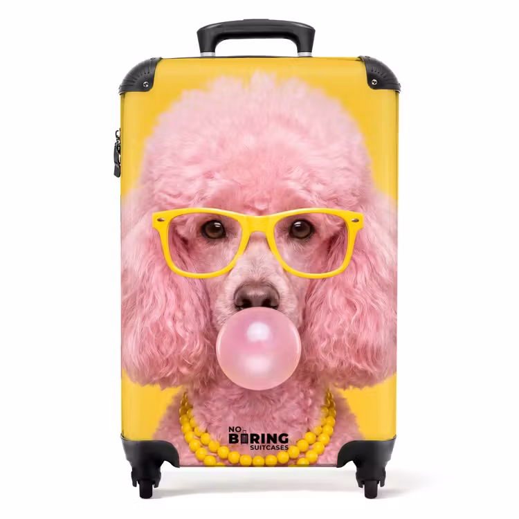 Koffer - Hond - Kauwgum - Dieren - Modern - Roze - Hond - Kauwgum - Dieren - Modern - Roze NBS - Handbagage koffer - Volwassenen Unisex middel
