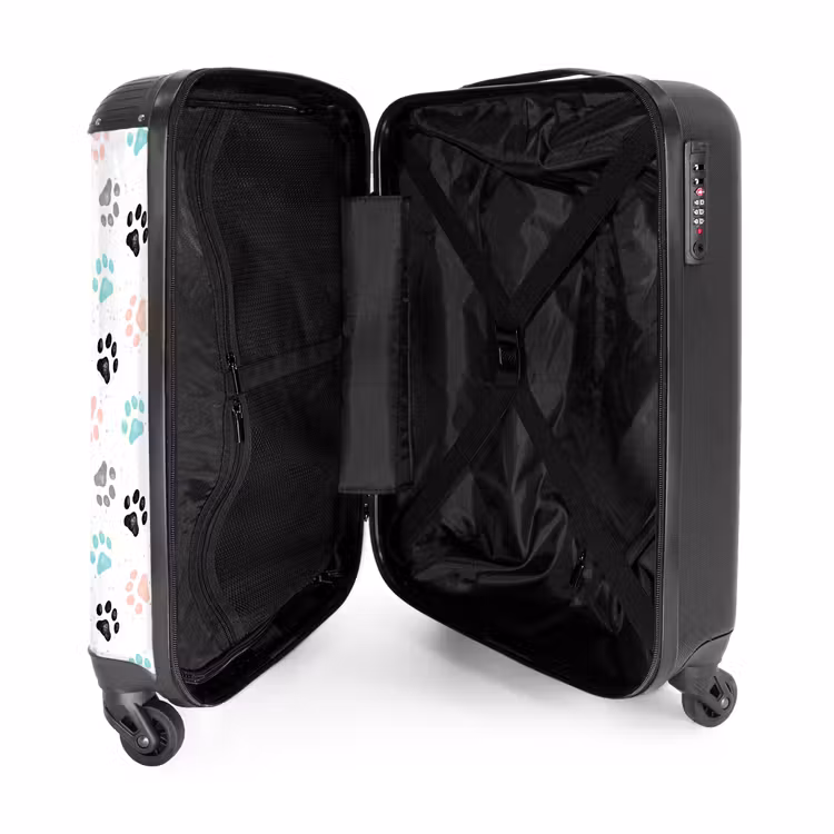 Honden poot patroon gekleurd NBS - Handbagage koffer - Kinderen Unisex middel -binnenkant