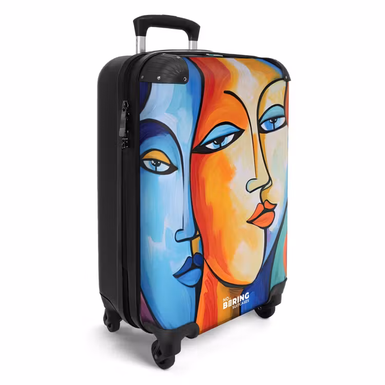 Hoofd - Olieverf - Schilderij - Kleurrijk NBS - Handbagage koffer - Unisex middel -productfoto_3d