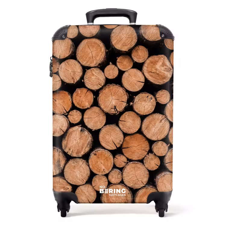 Koffer - Houtblokken - Textuur - Patroon - Bruin - Rustiek - Houtblokken - Textuur - Patroon - Bruin - Rustiek NBS - Handbagage koffer - Volwassenen Unisex middel