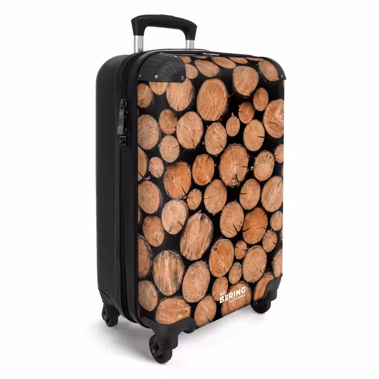 Koffer - Houtblokken - Textuur - Patroon - Bruin - Rustiek - Houtblokken - Textuur - Patroon - Bruin - Rustiek NBS - Handbagage koffer - Volwassenen Unisex middel