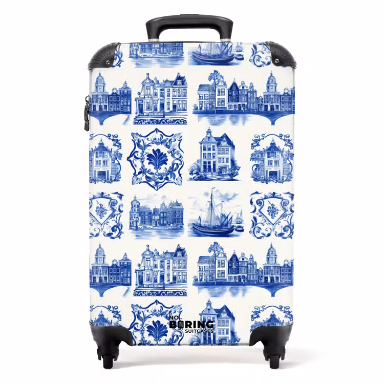 Huizen - Schepen - Blauw NBS - Handbagage koffer - Volwassenen Unisex middel -productfoto_recht