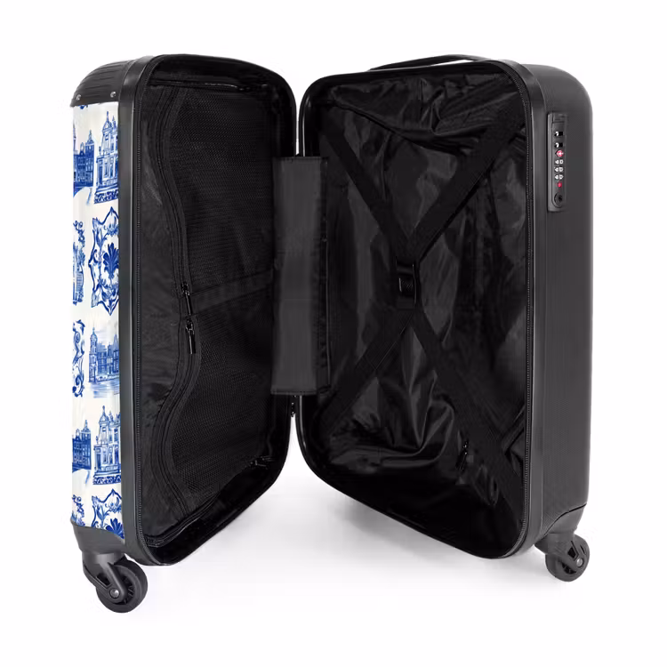 Huizen - Schepen - Blauw NBS - Handbagage koffer - Volwassenen Unisex middel -binnenkant