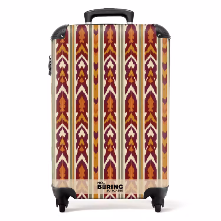 Koffer - Ikat - Bordeauxrood - Etnisch - Patroon - Ikat - Bordeauxrood - Etnisch - Patroon NBS - Handbagage koffer - Volwassenen Unisex middel