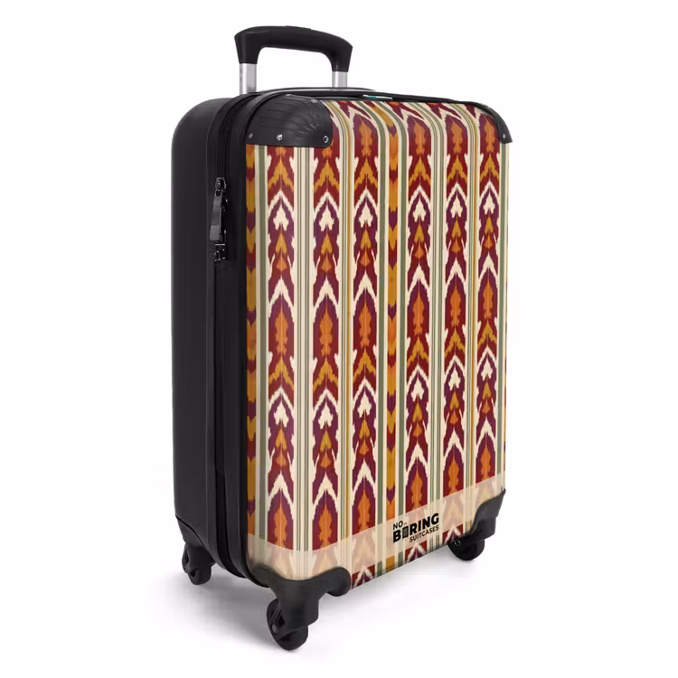 Koffer - Ikat - Bordeauxrood - Etnisch - Patroon - Ikat - Bordeauxrood - Etnisch - Patroon NBS - Handbagage koffer - Volwassenen Unisex middel