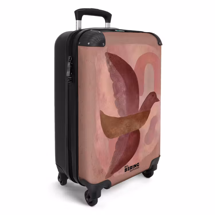 Illustratie - Vogels - Abstract - Roze NBS - Handbagage koffer - Volwassenen Unisex middel -productfoto_3d