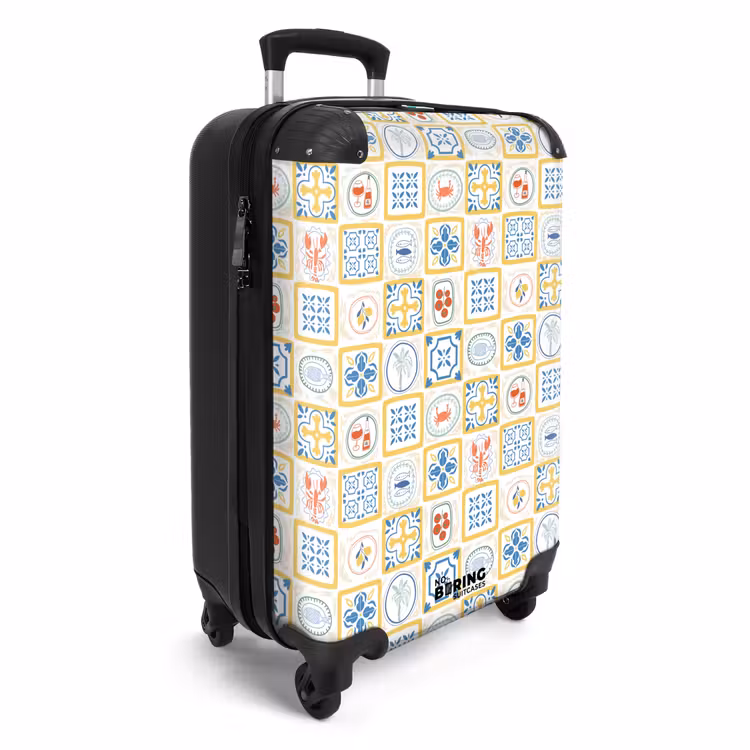 Italiaanse tegel print geel NBS - Handbagage koffer - Volwassenen Unisex middel -productfoto_3d
