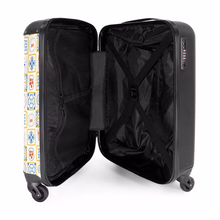 Italiaanse tegel print geel NBS - Handbagage koffer - Volwassenen Unisex middel -binnenkant