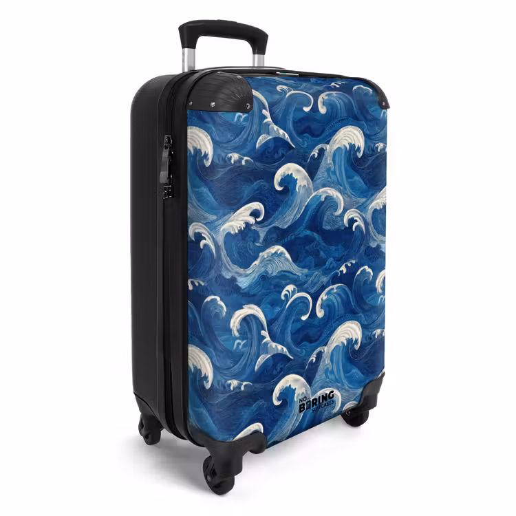 Koffer - Japans - Oceaan - Golven - Blauw - Japans - Oceaan - Golven - Blauw NBS - Handbagage koffer - Volwassenen Unisex middel