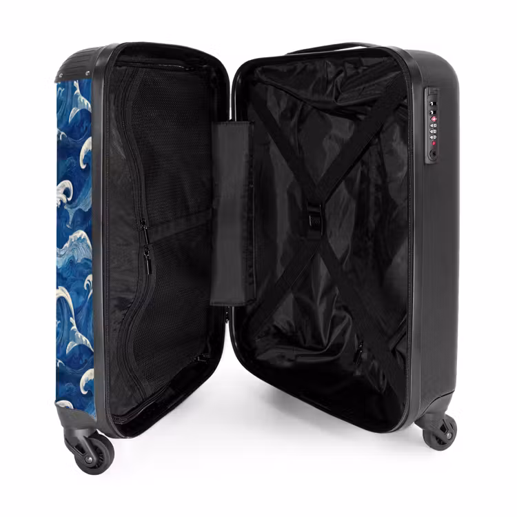 Koffer - Japans - Oceaan - Golven - Blauw - Japans - Oceaan - Golven - Blauw NBS - Handbagage koffer - Volwassenen Unisex middel