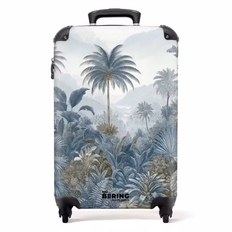 Jungle - Modern - Blauw - Groen NBS - Handbagage koffer - Volwassenen Unisex middel -productfoto_recht