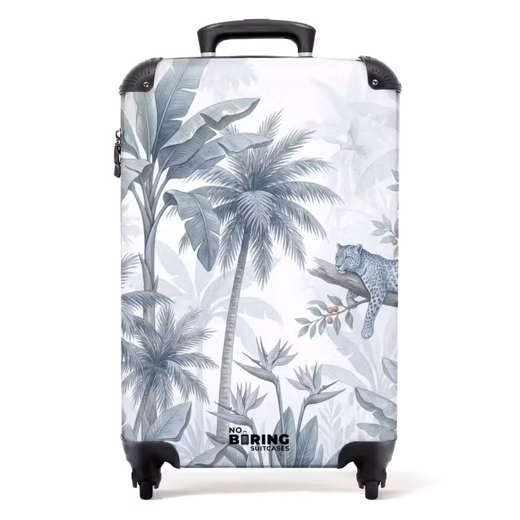 Koffer - Kat - Tropisch bos - Modern - Grijs - Kat - Tropisch bos - Modern - Grijs NBS - Handbagage koffer - Volwassenen Unisex middel