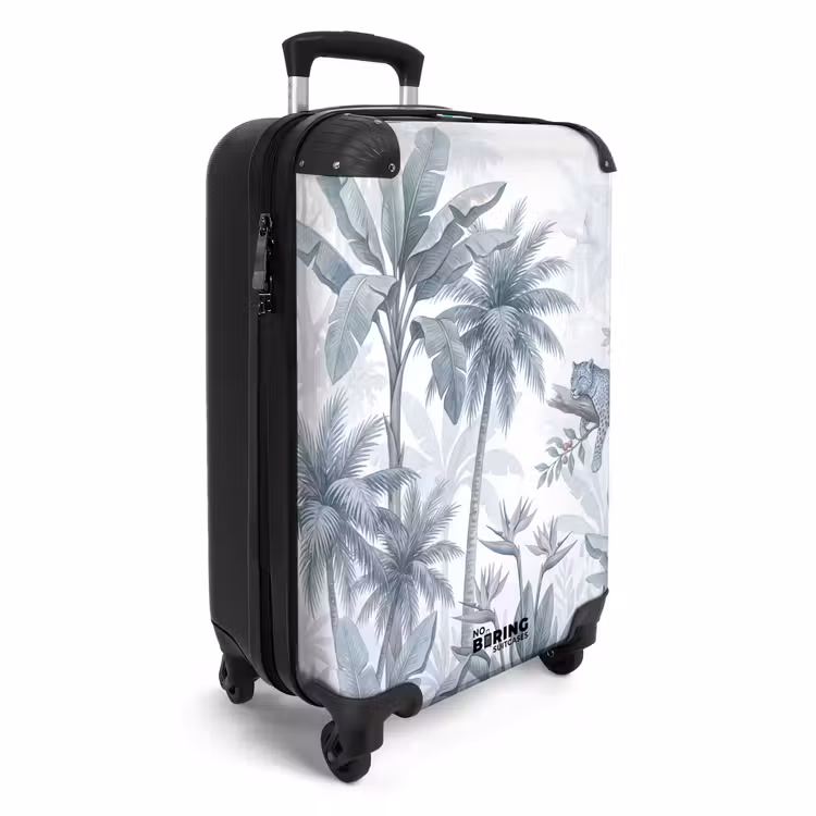 Koffer - Kat - Tropisch bos - Modern - Grijs - Kat - Tropisch bos - Modern - Grijs NBS - Handbagage koffer - Volwassenen Unisex middel