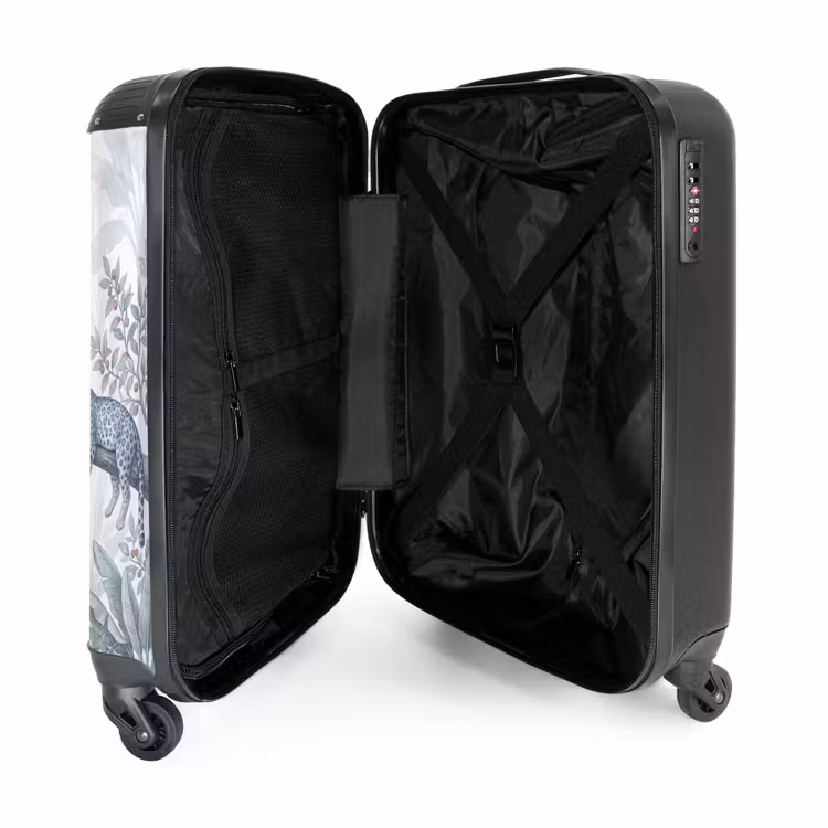 Koffer - Kat - Tropisch bos - Modern - Grijs - Kat - Tropisch bos - Modern - Grijs NBS - Handbagage koffer - Volwassenen Unisex middel