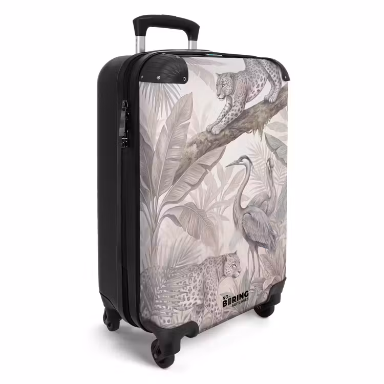 Koffer - Kat - Vogel - Jungle - Illustratie - Dieren - Kat - Vogel - Jungle - Illustratie - Dieren NBS - Handbagage koffer - Volwassenen Unisex middel