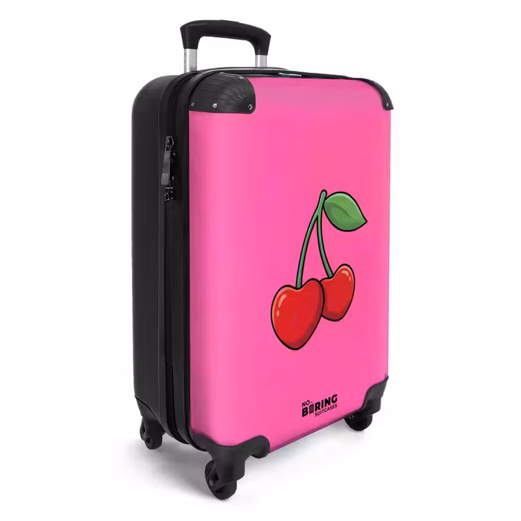 Kers - Roze - Fruit NBS - Handbagage koffer - Volwassenen Unisex middel -productfoto_3d