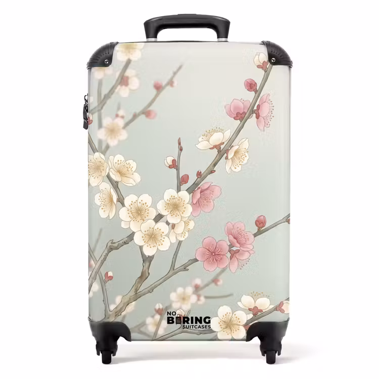 Koffer - Kersen - Bloesem - Groen - Kersen - Bloesem - Groen NBS - Handbagage koffer - Volwassenen Unisex middel