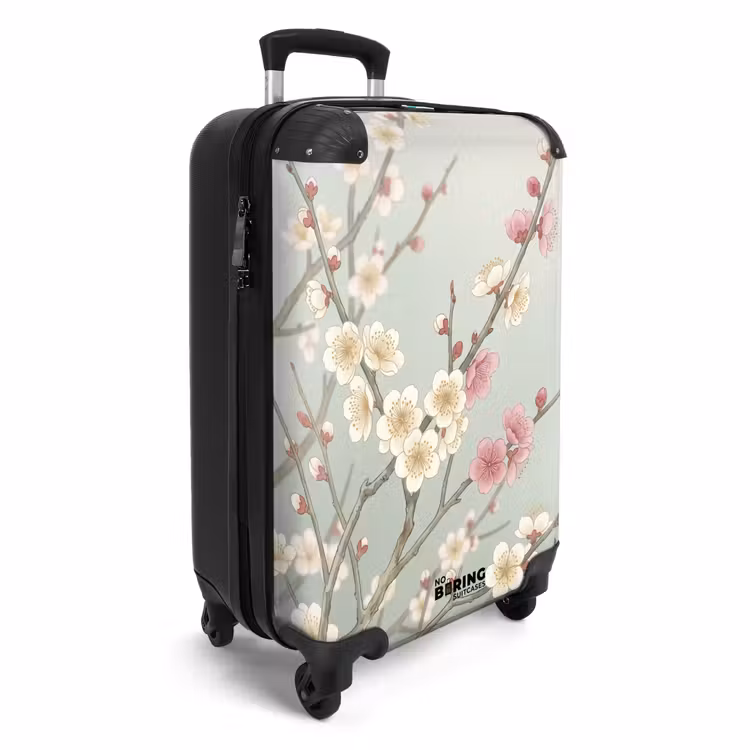 Koffer - Kersen - Bloesem - Groen - Kersen - Bloesem - Groen NBS - Handbagage koffer - Volwassenen Unisex middel