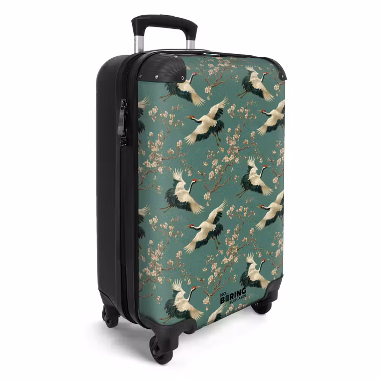 Kersenbloesem - Kraamvogels - Groen NBS - Handbagage koffer - Volwassenen Unisex middel -productfoto_3d