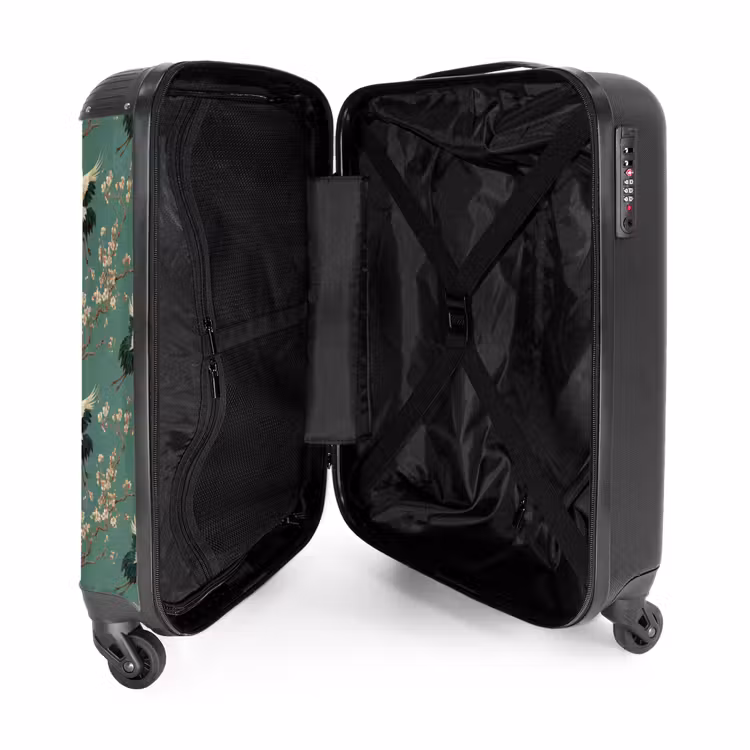 Kersenbloesem - Kraamvogels - Groen NBS - Handbagage koffer - Volwassenen Unisex middel -binnenkant